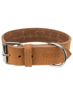 Trixie Zgarda Piele Rustic Heartbeat L-XL Maro, 55-65 cm