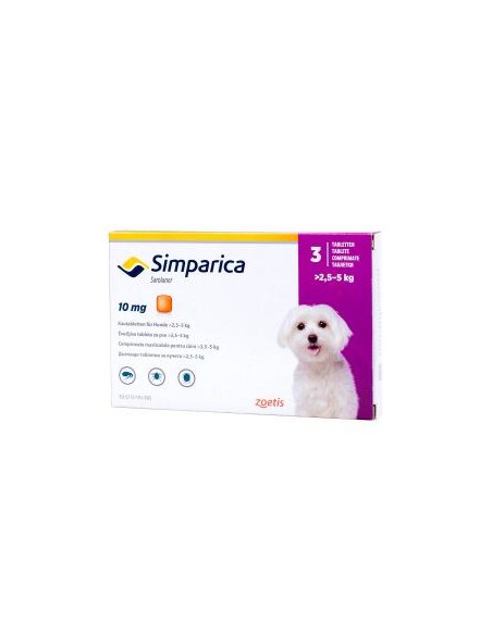 Deparazitare Externa, Comprimat Masticabil, Simparica 10 mg, caini, 2,5-5 kg 1 cp