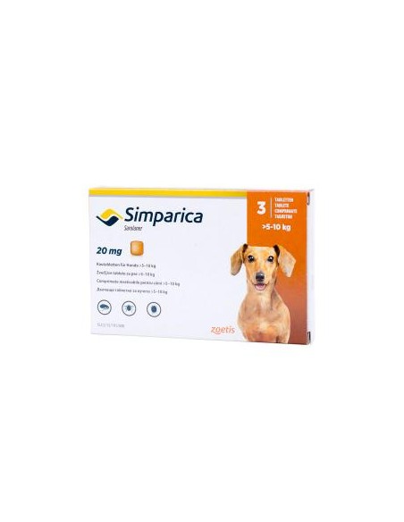 Deparazitare Externa, Comprimat Masticabil, Simparica 20 mg, caini, 5-10 kg 1 cp