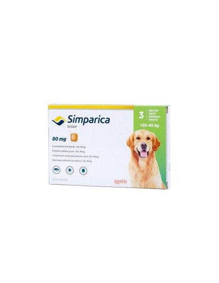 Deparazitare Externa, Comprimat Masticabil, Simparica 80 mg, caini, 20-40 kg 1 cp