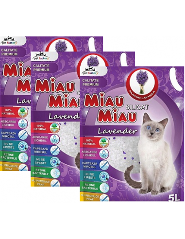 Silicat Miau Miau Lavanda, 3 x 5L