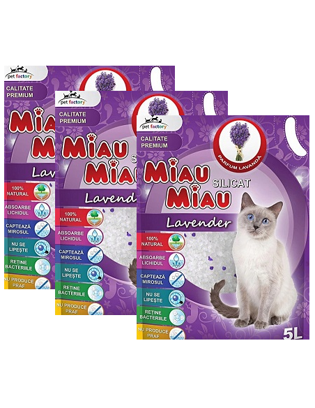 Silicat Miau Miau Lavanda, 3 x 5L
