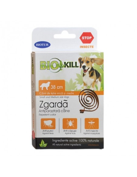 Zgarda Antiparazitara Biokill Caine Talie Mica 38cm