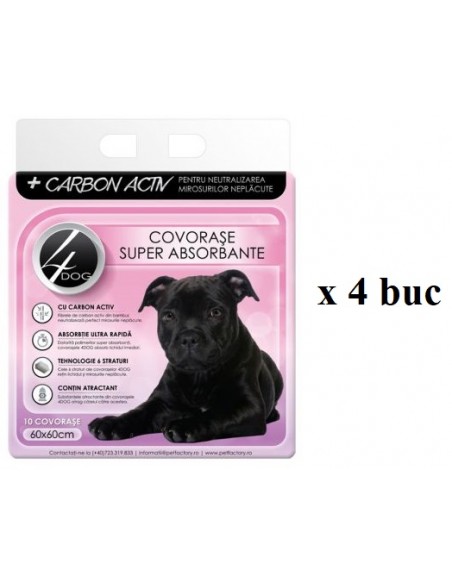 Covorase Igienice 4DOG Charcoal 60x60cm 4 x 10buc