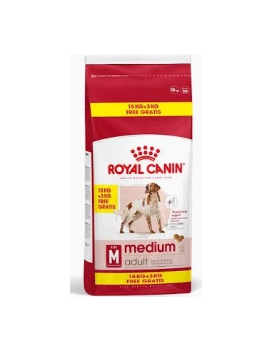 Royal Canin Medium Adult, 15 kg + 3 kg gratis