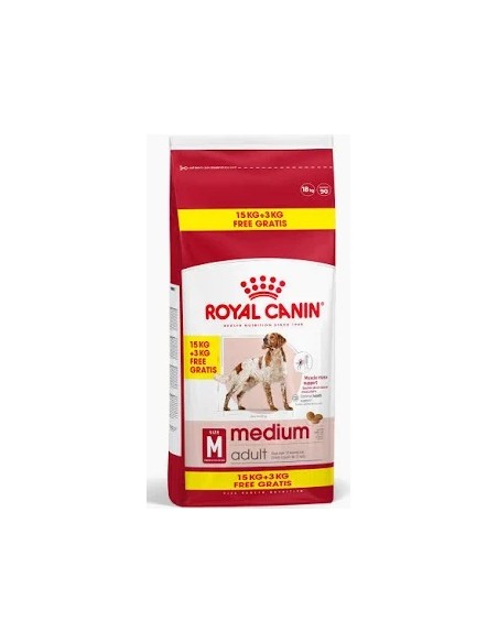 Royal Canin Medium Adult, 15 kg + 3 kg gratis