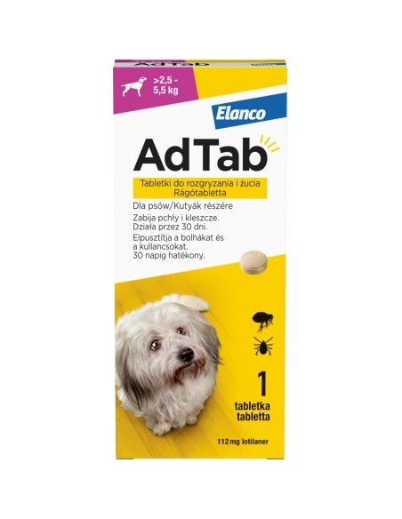 AdTab 112 mg caini impotriva purecilor si a capuselor (2,5-5,5 kg) - 1 cp