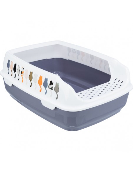 Litiera Pentru Pisici, Delio Cu Rama, 38 x 20 x 50 cm, Gri/ Alb