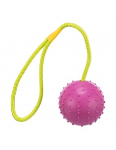 Jucarie Pentru Caini, Minge Cauciuc cu Sfoara de Lansare
