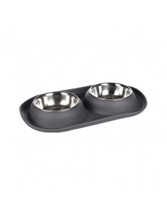 Castron Dublu Antiderapant Cuve Inox pentru Caini Grafa...