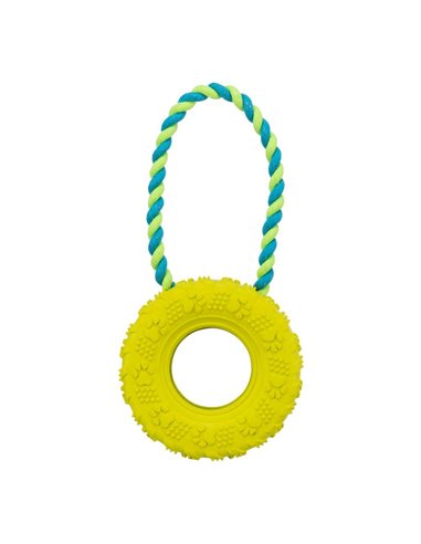 Jucarie Pentru Caini, Anvelopa Pe Sfoara, 15 cm/31 cm, Lime, 33702