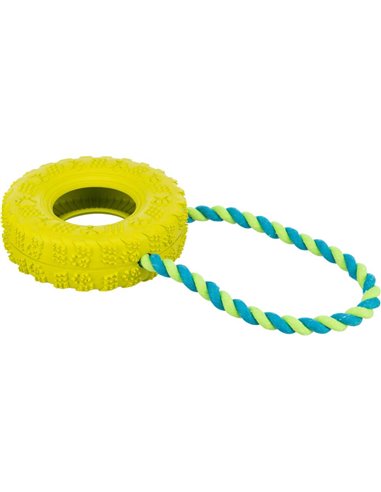 Jucarie Pentru Caini, Anvelopa Pe Sfoara, 15 cm/31 cm, Lime, 33702