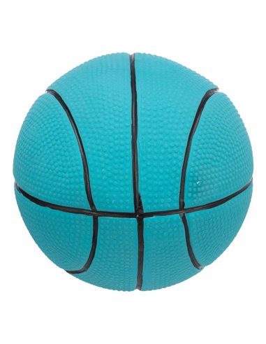 Jucarie Pentru Caini, Minge Basket, Latex, Cu Sunet, 13 cm, Albastru Petrol, 3501	