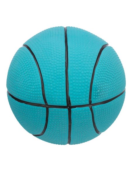 Jucarie Pentru Caini, Minge Basket, Latex, Cu Sunet, 13 cm, Albastru Petrol, 3501	