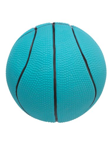 Jucarie Pentru Caini, Minge Basket, Latex, Cu Sunet, 13 cm, Albastru Petrol, 3501	