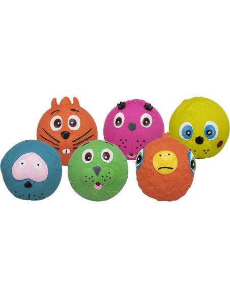 Jucarie Pentru Caini, Minge Chip Animal, Latex, Cu Sunet, 6 cm, Diverse Culori, 3504	