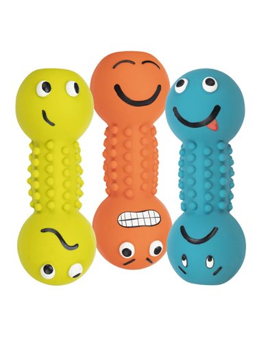 Jucarie Pentru Caini, Gantera Smiley, Latex, Cu Sunet, 19 cm, Diverse Culori, 35251	
