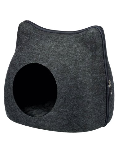 Cos Soft Cu Fermoar, Forma Cap Pisica, 38x35x37 cm, Antracit, 36318	