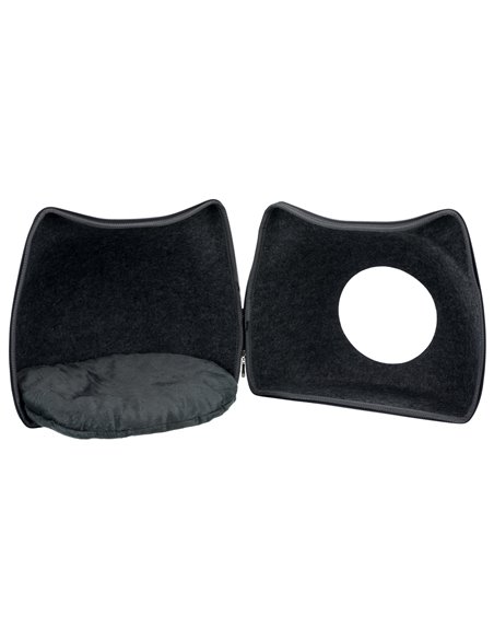 Cos Soft Cu Fermoar, Forma Cap Pisica, 38x35x37 cm, Antracit, 36318	