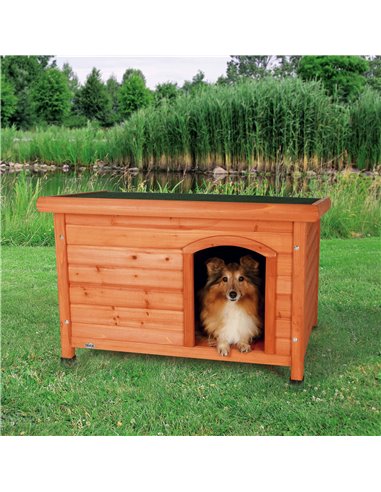 Casuta Clasica Din Lemn Pentru Caini, S-M: 85x58x60 cm, Maro, 39551	