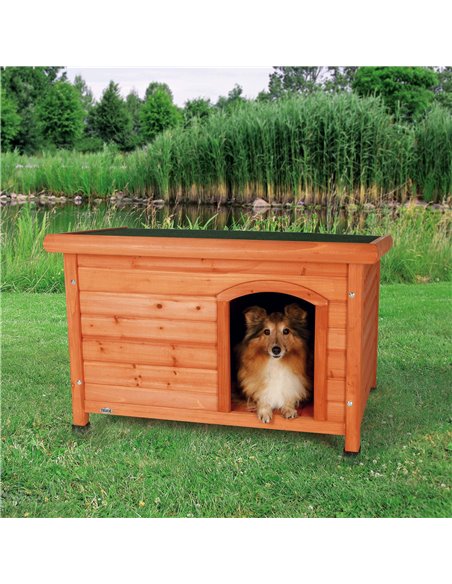 Casuta Clasica Din Lemn Pentru Caini, S-M: 85x58x60 cm, Maro, 39551	