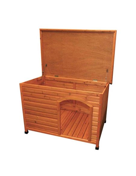 Casuta Clasica Din Lemn Pentru Caini, M-L: 104x72x68 cm, Maro, 39552	