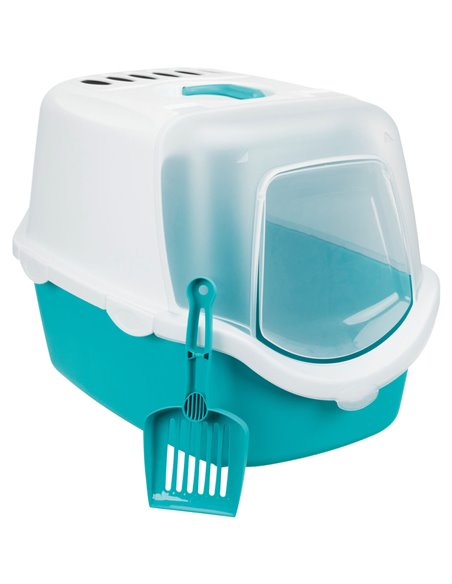 Litiera Vico Open Top, Cu Capac Si Lopatica, 40x40x56 cm, Turcoaz/Alb, 40345