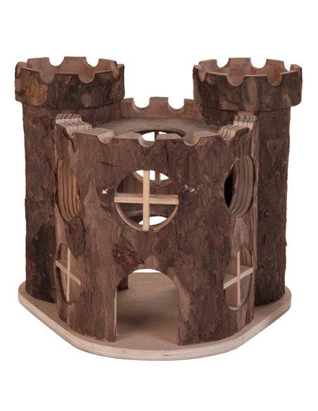 Casuta Castel Pentru Hamsteri, Matti, Lemn, 19x14x15 cm, Maro, 6168	