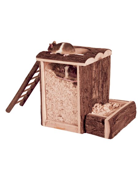 Turn De Joaca Si Vizuina Pentru Soareci/Hamsteri, Lemn, 20x20x16 cm, 62001	