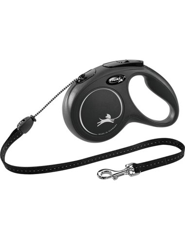 Lesa Flexi Classic, Snur, S: 8 m/12 kg, Negru, 11801
