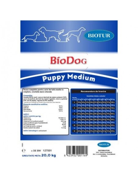 Biodog Puppy Medium 20 kg, Livrare Gratuita in Bucuresti.