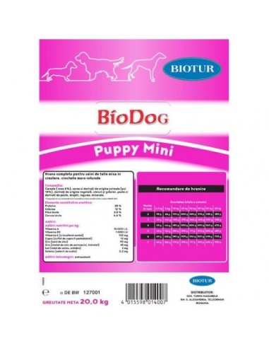 Biodog Puppy Mini 20 kg, Livrare Gratuita in Bucuresti.