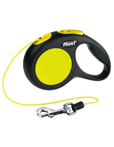 Lesa Flexi Neon, Snur, XS: 3 m/8 kg, Negru/Galben Neon, 20910