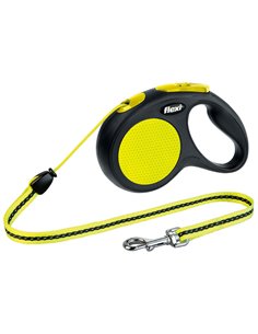 Lesa Flexi Neon, Snur, M: 5 m/20 kg, Negru/Galben Neon, 20912
