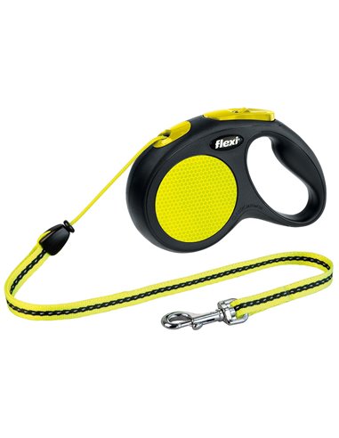 Lesa Flexi Neon, Snur, M: 5 m/20 kg, Negru/Galben Neon, 20912