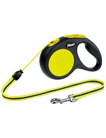 Lesa Flexi Neon, Snur, M: 5 m/20 kg, Negru/Galben Neon, 20912