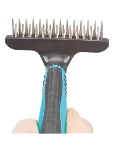 Perie Groomer Cu 2 Randuri, Pentru Blana Lunga, 10x15 cm, 23783