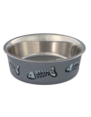 Castron Inox Cu Invelis Plastic Pentru Pisici, 0.3 l/12 cm, Diferite Culori, 25270