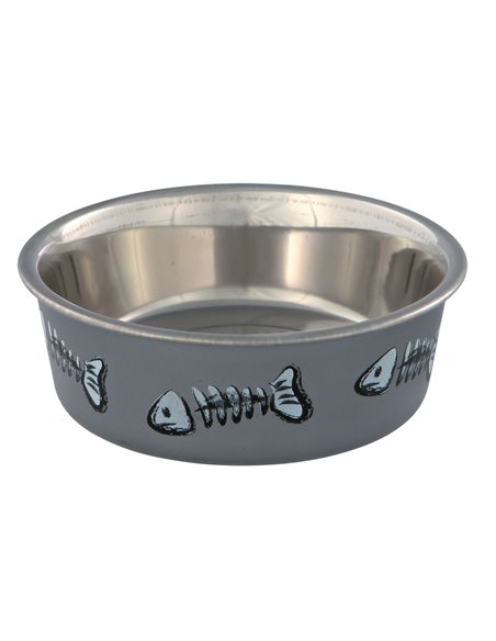 Castron Inox Cu Invelis Plastic Pentru Pisici, 0.3 l/12 cm, Diferite Culori, 25270