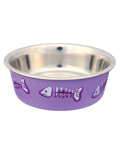 Castron Inox Cu Invelis Plastic Pentru Pisici, 0.3 l/12 cm, Diferite Culori, 25270