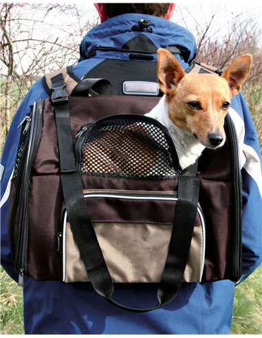 Rucsac De Transport, Shiva, 41x30x21 cm, Pana la 8 kg, Maro/Bej, 28871	