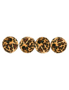 Jucarie Pentru Pisici, Set 4 Mingi Cu Imprimeu Leopard, 4 cm, 4109	