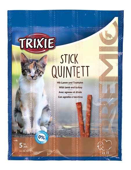 Recompense Pentru Pisici, Premio Stick Quintett, Miel Si Curcan, 5 x 5 g, 42723