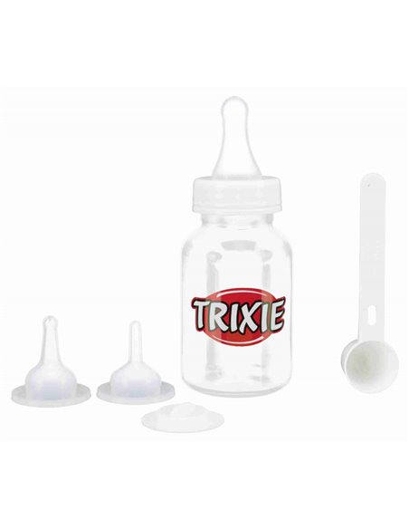 Biberon Cu 3 Tetine, Capac Si Lingura, 120 ml, Transparent/Alb, 24210	
