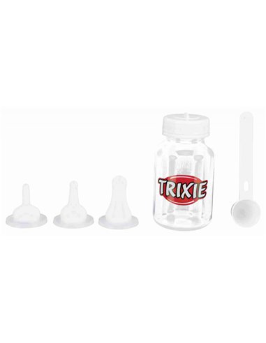 Biberon Cu 3 Tetine, Capac Si Lingura, 120 ml, Transparent/Alb, 24210	