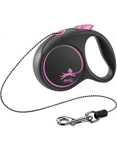 Lesa Flexi Black Design, Snur, XS: 3 m/8 kg, Roz, 12246
