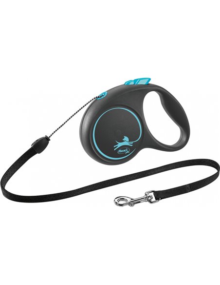 Lesa Flexi Black Design, Snur, S: 5 m/12 kg, Albastru, 12252