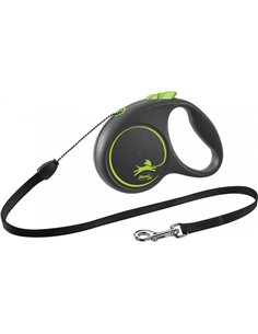 Lesa Flexi Black Design, Snur, S: 5 m/12 kg, Verde, 12254