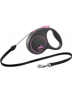 Lesa Flexi Black Design, Snur, S: 5 m/12 kg, Roz, 12256