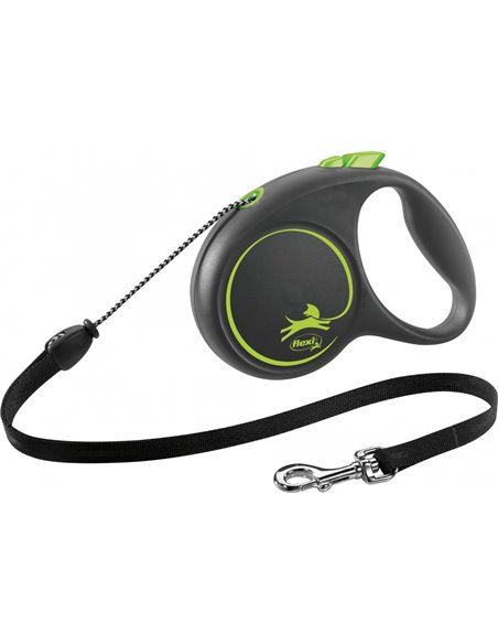 Lesa Flexi Black Design, Snur, M: 5 m/20 kg, Verde, 12264